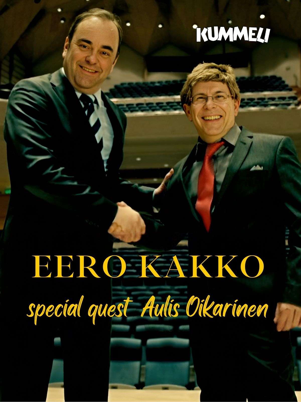 Eero Kakko ja Aulis Oikarinen kättelemässä, Kummeli-hahmot