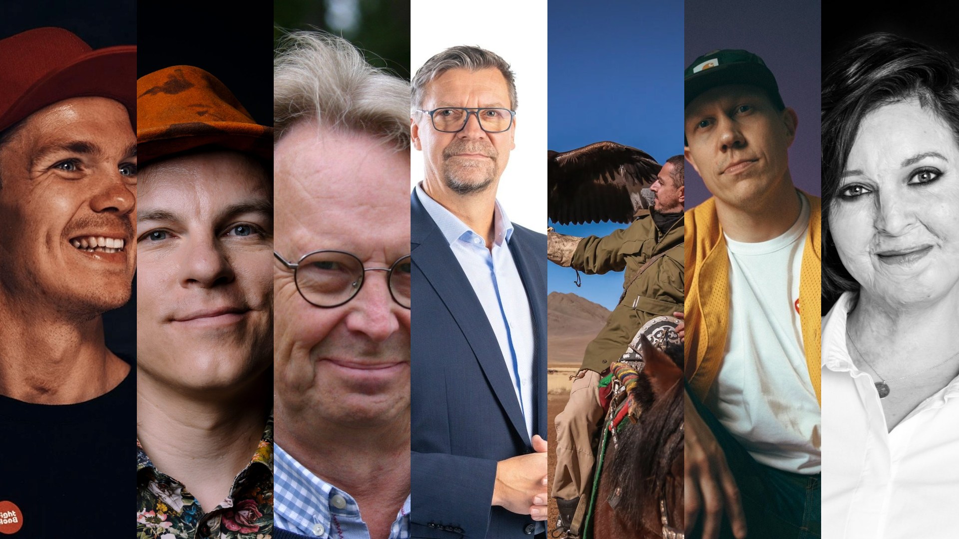 Pekka Hyysalo, Frank Martela, Tom Pöysti, Jukka Jalonen, Arman Alizad, Johannes Hatsolo Hattunen ja Ulrika Björkstam